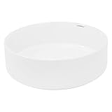 LuxeBath Waschbecken Keramik, rund Ø 355 x 120 mm, Weiß, Aufsatzwaschbecken...