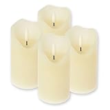 ToCi 4 x LED Kerzen Creme Ø 7,5 x 12,5 cm – Flammenlose Echtwachskerzen mit...