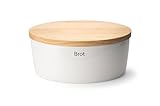 Continenta Brottopf oval mit Holzdeckel 36x23x15,5 cm Keramik