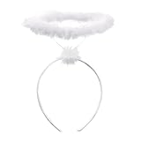 NISHIOBTLA Haarreifen Engel, Haarreif Heiligenschein Weiß,Heiligenschein weiß...