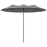 Outsunny Sonnenschirm, 285 x 147cm Gartenschirm, Marktschirm mit verstellbarem...