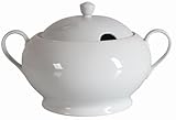 Domotti Suppenterrine Porzellan mit Deckel 2,6L Basic White mit Doppelgriffen...