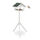 Relaxdays Vogelfutterhaus mit Standfuß, Wildvogel Futterhaus, HBT: 139 x 70 x...