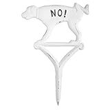 Esschert Design Hundeschild pinkeln No! weiß aus Gusseisen, 20,5 x 1,2 x 31,5...