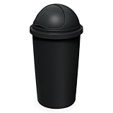Spetebo Abfalleimer mit Kuppel Deckel schwarz - 50 L - Kunststoff Mülleimer...