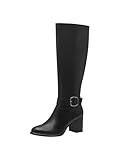 MARCO TOZZI Damen Hohe Stiefel mit Absatz Kniehoch mit Schnalle, Schwarz...