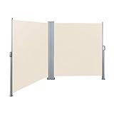 SVITA Doppelseitenmarkise ausziehbar freistehend Sichtschutz 600x160 cm Beige