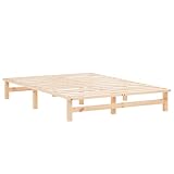 Homestyle4u Holzbett Palettenbett 140x200 mit Lattenrost Natur Bettgestell...