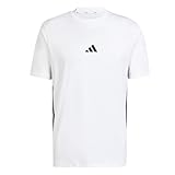 adidas Men's Essential Three Stripes Single Jersey Tee, White/Black, XL