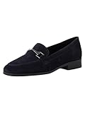 Tamaris Damen Slipper Leder Blockabsatz bequem; Navy, EU 39