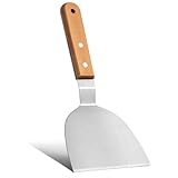 Edelstahl Pfannenwender mit Holzgriff, 26 x 10 cm, Steakspatel aus Metall,...