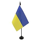 AZ FLAG - Tischflagge Ukraine - 15x10 cm - Ukrainische Tischfahne 10 x 15 Cm -...