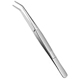 AIVEKE Professionelles Edelstahl Pinzette - Silber Gebogene Pinzette Rutschfest...