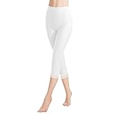 Libella Damen Leggings 3/4 Hose mit Spitze aus Baumwolle Capri-Hose mit Hohe...