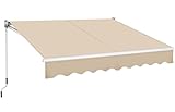 Yaheetech Einziehbare Markise, Fallarmmarkise mit Handkurbel 250x200cm, Manuelle...