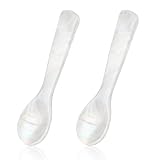 Perlmutt Löffel, 2er Set – 9cm weiße Kaviar Löffel mit geradem Griff ideal...