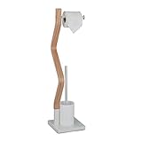 Relaxdays WC Garnitur, stehender Toilettenpapierhalter, Toilettenbürste mit...