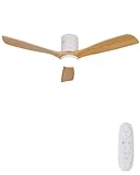 AUTODAY Holz Deckenventilator mit Beleuchtung dimmbarem LED 24W Leiser DC-Motor...