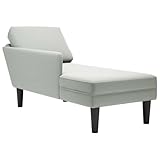 vidaXL Chaiselongue mit Kissen und Rechter Armlehne Hellgrau Samt, Recamiere,...