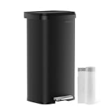 SONGMICS Mülleimer Küche, 68 Liter Abfalleimer, Tretmülleimer aus Metall, mit...