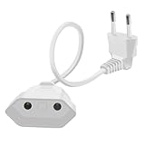 HuaLiSiJi Eurostecker Verlängerung 2,5A 250V Verlängerungskabel mit Eurostecker Kurz Eurostecker 90 Grad Kurz, für Haushaltsgeräte TV PC Computer Monitor Etc (Weiß, 0.3m)