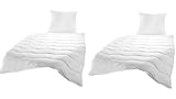 Bettenset 2X Bettdecke und 2X Kopfkissen = 4 teiliges Set Premium Weiss...