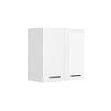 Vicco Hängeschrank R-Line, hängender Küchenschrank, Weiß Hochglanz/Weiß, 60...