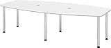 Bümö Konferenztisch oval 280x130 cm großer Besprechungstisch in Weiss,...