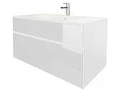 wohnartig® Stella Waschtischunterschrank – Hängend | Weiß | Weiß Hochglanz...