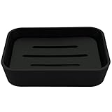 PARSA Beauty Seifenschale schwarz – rutschfeste Seifenablage mit Rubber Finish...