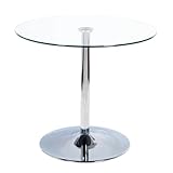 HFFAIWM Rund Glas Sockeltisch Mit Platte Glas Küche Esstisch 60/70/80cm Modern...