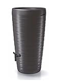 Design Regentonne 240 L mit Wasserhahn - anthrazit - Regentank mit Pflanzschale...
