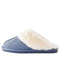 NEXT Velourslederpantolette mit Kunstfellfutter Denim-Blau L