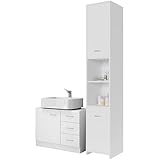 Casaria® Badmöbel Set 2-TLG Weiß Waschbeckenunterschrank...