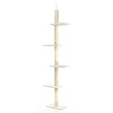 Fudajo Kratzbaum deckenhoch 230–276 cm in Beige, Katzenkratzbaum mit 4 Ebenen,...