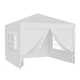 Wiltec Pavillon 3 x 3 m in Weiß mit UV-Schutz 50+, Gartenpavillon mit...