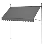 Thanaddo Klemmmarkise mit Handkurbel, 300cm Bereit, manuell höhenverstellbar...