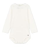 Petit Bateau Baby Mädchen Langarm-Body mit Kragen, Weiss Marshmallow, 18 Monate