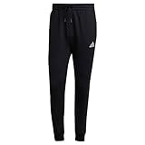 adidas Herren Essentials Fleece Regular Tapered Pants, Black / White, L