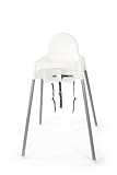IKEA Kinderhochstuhl 'Antilop' Babystuhl in WEISS - mit Sicherheitsgurt - mobil...