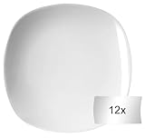 Home4You Dessertteller 12er Set - Eckig - 19,5 x 19,5 cm - Porzellan - Weiß -...