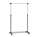 Amazon Basics Kleiderstange mit Rollen, Chrom, (91.5-145) x 42 x (134-161) cm (L...