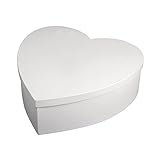 Rayher Pappmaché-Box Herz, mit Deckel, weiß, 30 cm ø, Höhe 10 cm, Herzbox,...