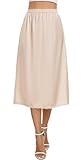 Vlazom Damen Satin Unterrock Lang Rock Petticoat mit Spitze Elastische Taille...