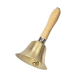 Pumwoy Handglocke Messing, Weihnachtsglocke Griff aus Massivholz, Hand...