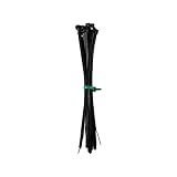 HPER Kabelbinder wiederverwendbar schwarz I 200mm x 4,8mm I 100 Stück...
