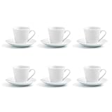Quid Renova Set mit 6 Tassen mit Untertasse, Porzellan, 9 cl, transparent