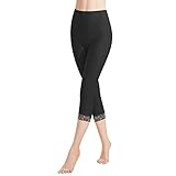 Libella Damen Leggings 3/4 Hose mit Spitze aus Baumwolle Capri-Hose mit Hohe...