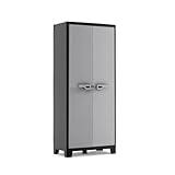 Keter Titan Kunststoffschrank, hoch, schwarz/grau, 80 x 44 x 182 cm, inkl. 4...