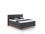 Mivano Levana Boxspringbett mit Sockel aus Eiche, 7-Zonen-Federkern, Matratzen...